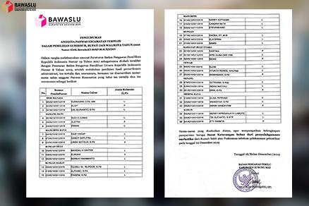 Pengumuman Panitia Pengawas Pemilihan Kecamatan Terpilih Se-Kabupaten Gunung Mas 