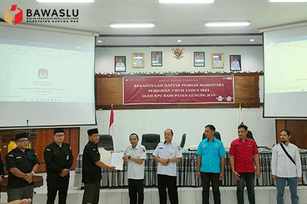 BAWASLU KABUPATEN GUNUNG MAS LAKUKAN PENGAWASAN RAPAT PLENO REKAPITULASI DPS PEMILU 2024
